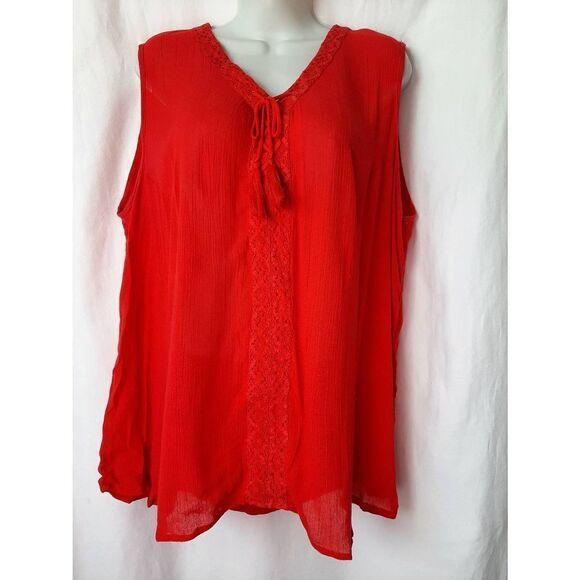 Cato Red sleeveless lace up corset front sz 14/16 top - Picture 1 of 4